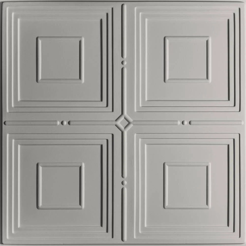 Ceilume Jackson Stone 2 ft. x 2 ft. Lay-In or Glue-up Ceiling Panel (Case of 6), Grey
