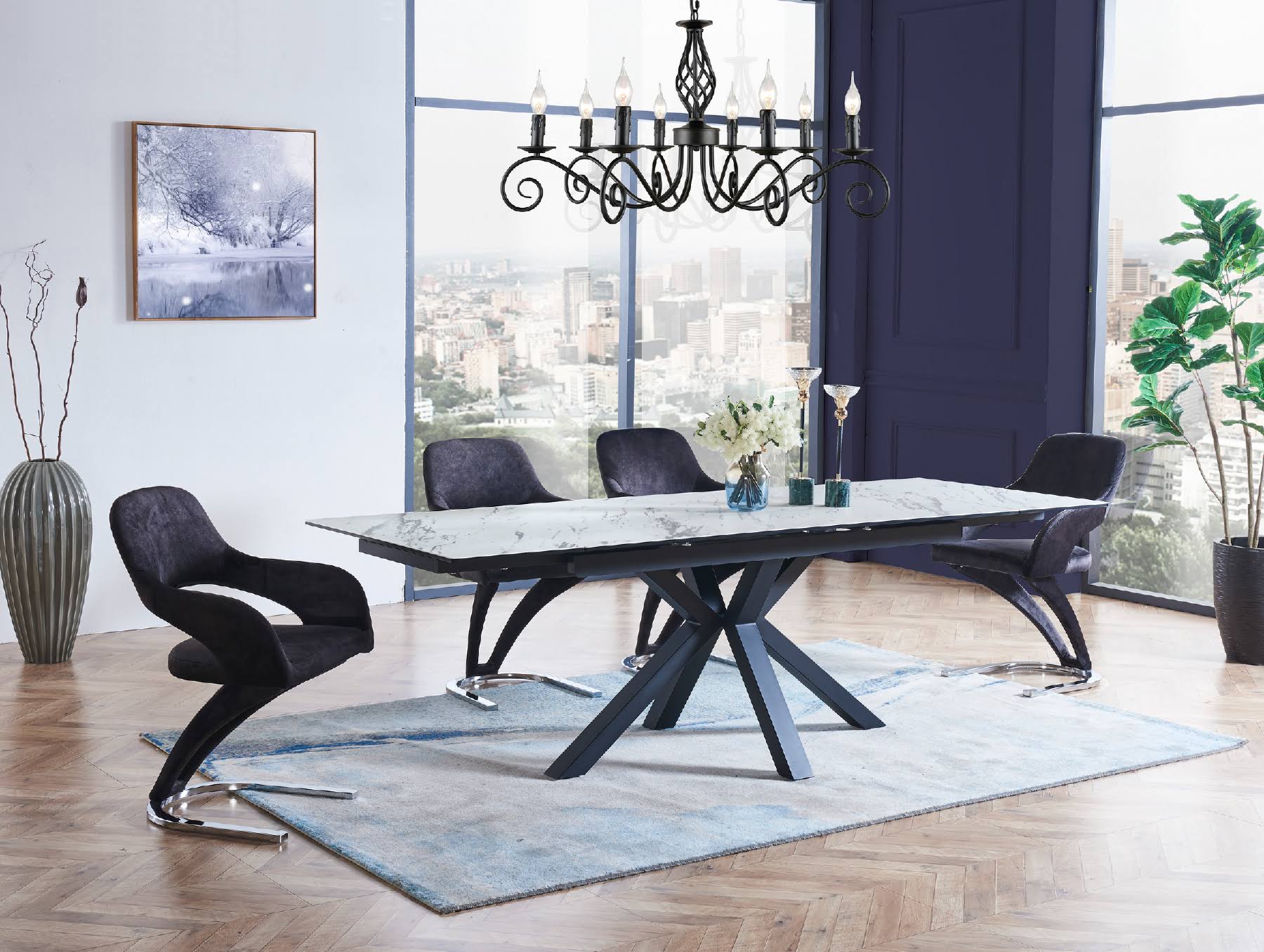 Global Furniture Black Tempered Glass Dining Table