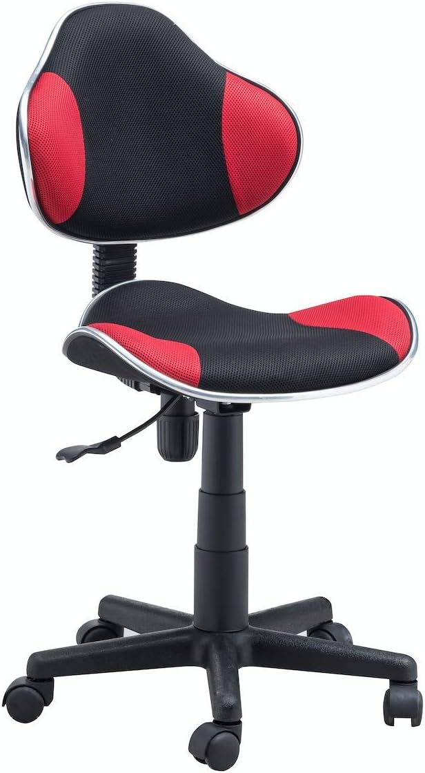 Home Office Low Back Computer Executive Chair by JJS, Ergonomic Mesh Chair with Extra Large Base and Pads, Black/Red