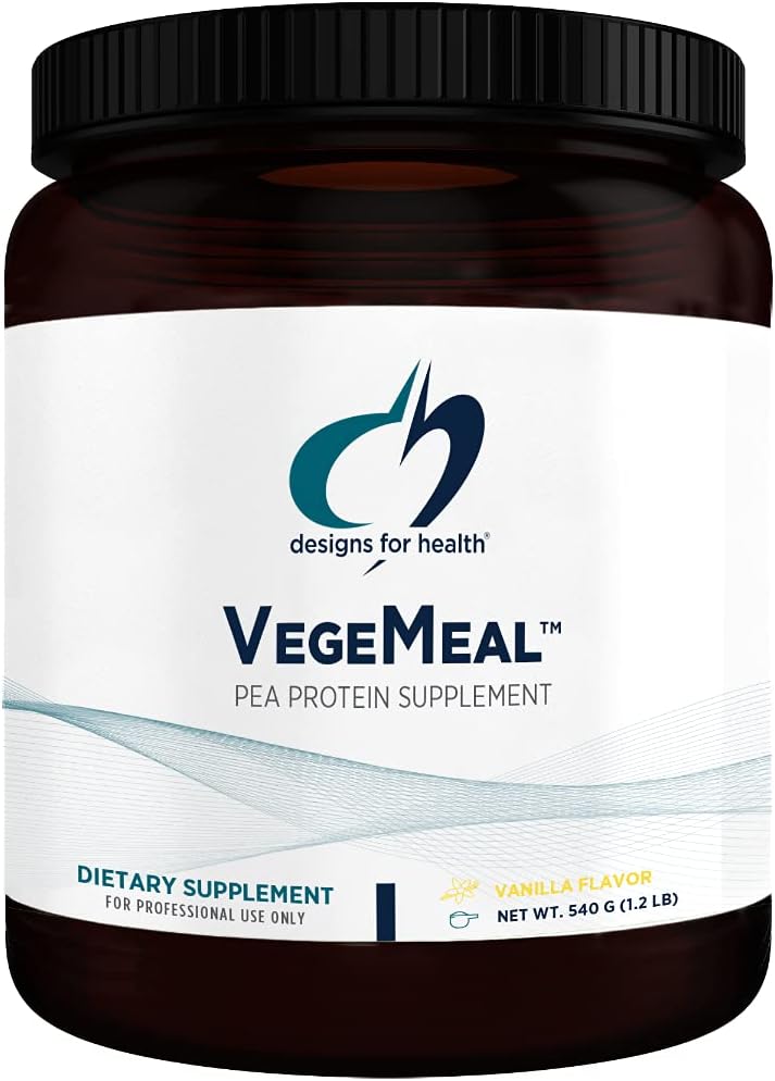 Designs for Health VegeMeal - Non-Dairy Pea Protein Meal Supplement Powder with 5-MTHF, Minerals, Vitamins, Creatine + 16g Vegan Protein per Serving - Vanilla Flavor (15 Servings / 540g) Pack of 2