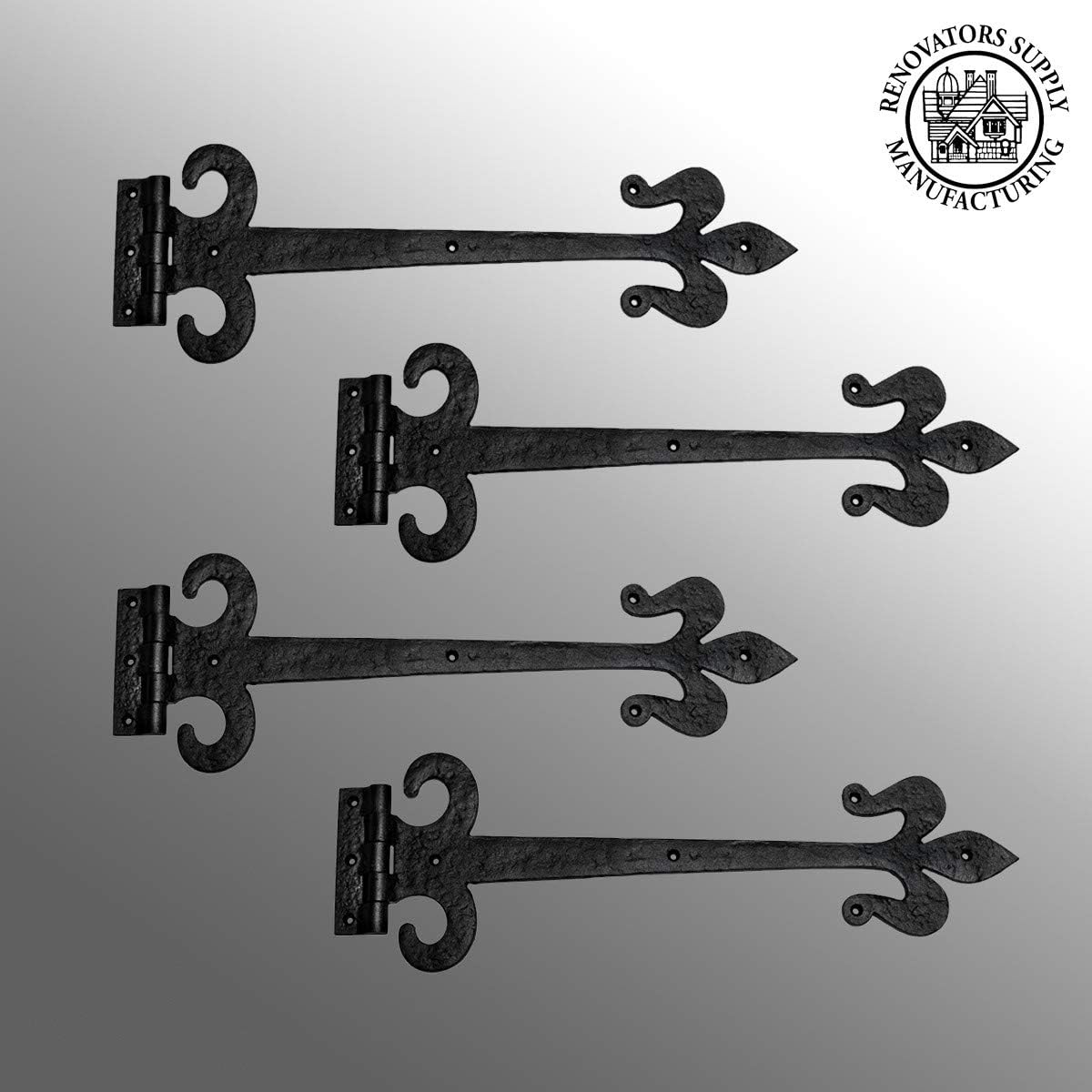 Renovators Supply Manufacturing Black Wrought Iron Door Strap Hinge 18