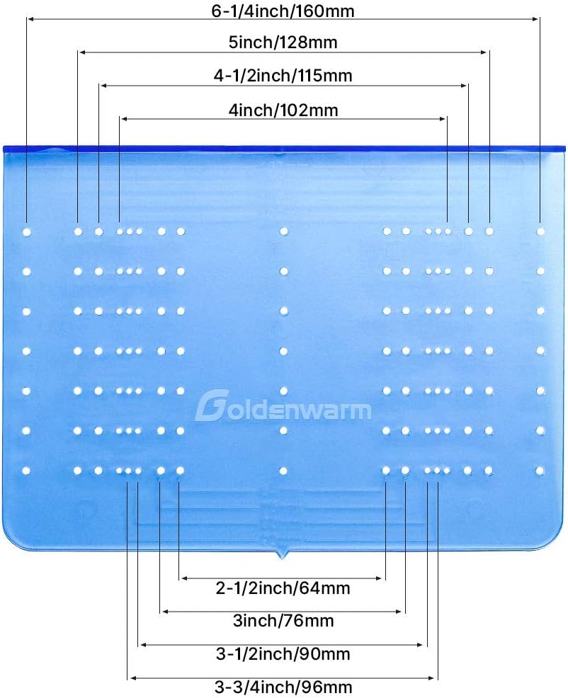 Goldenwarm Cabinet Handle Template Drill Mounting Template (1 Pack) - HDTM160 Template Guide for Cabinet Knobs, Drawer Pulls,Cabinet Hardware