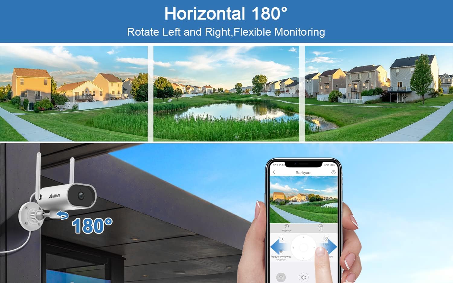 Wireless Security Camera System,ANRAN 8 Channel 2K NVR 4Pcs 3MP Home WiFi Security Camera Outdoor with 13