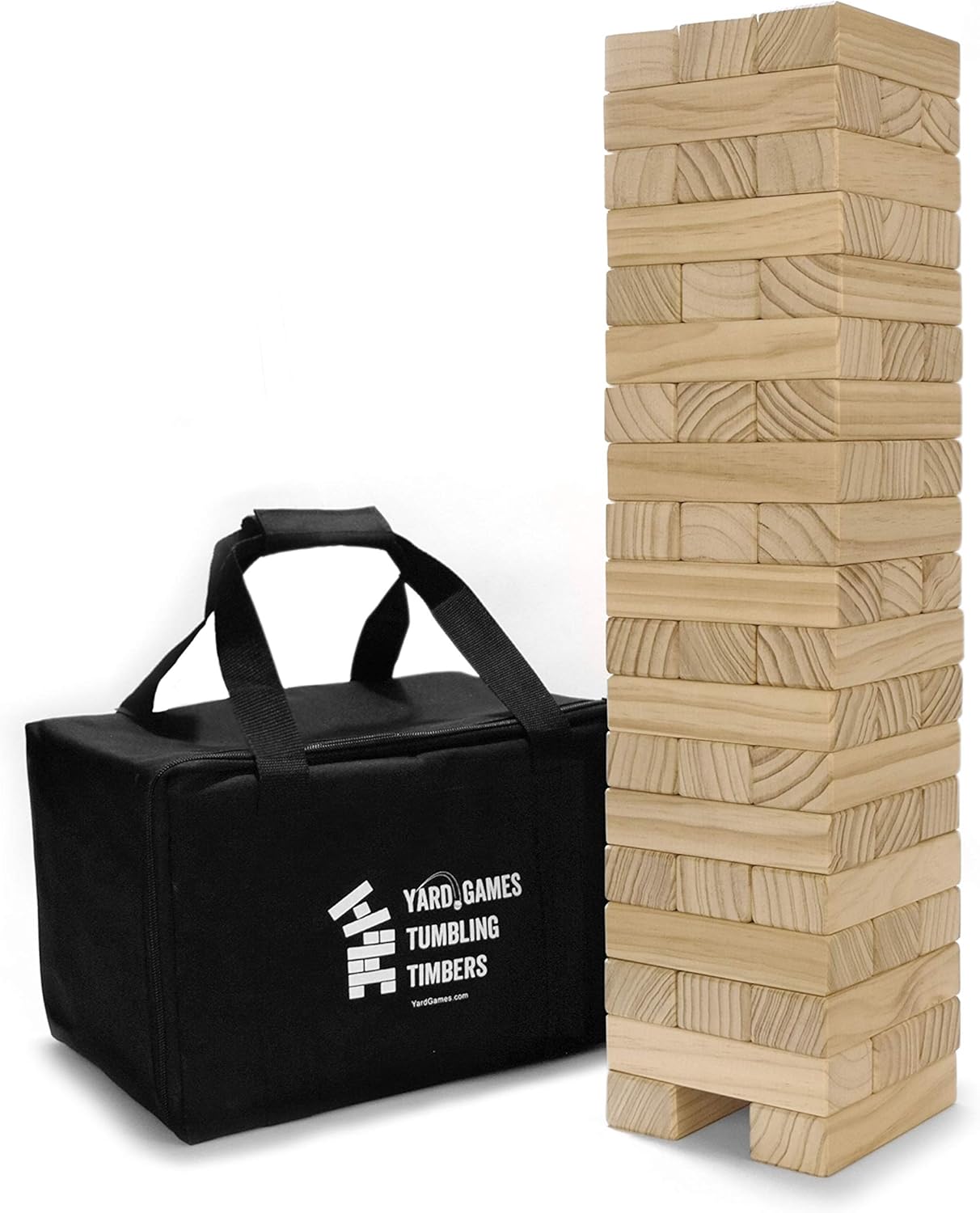 Yard Games Large Tumbling Timbers with Carrying Case | Starts at 2-Feet Tall and Builds to Over 4-Feet | Made with Premium Pine Wood Pack of 2