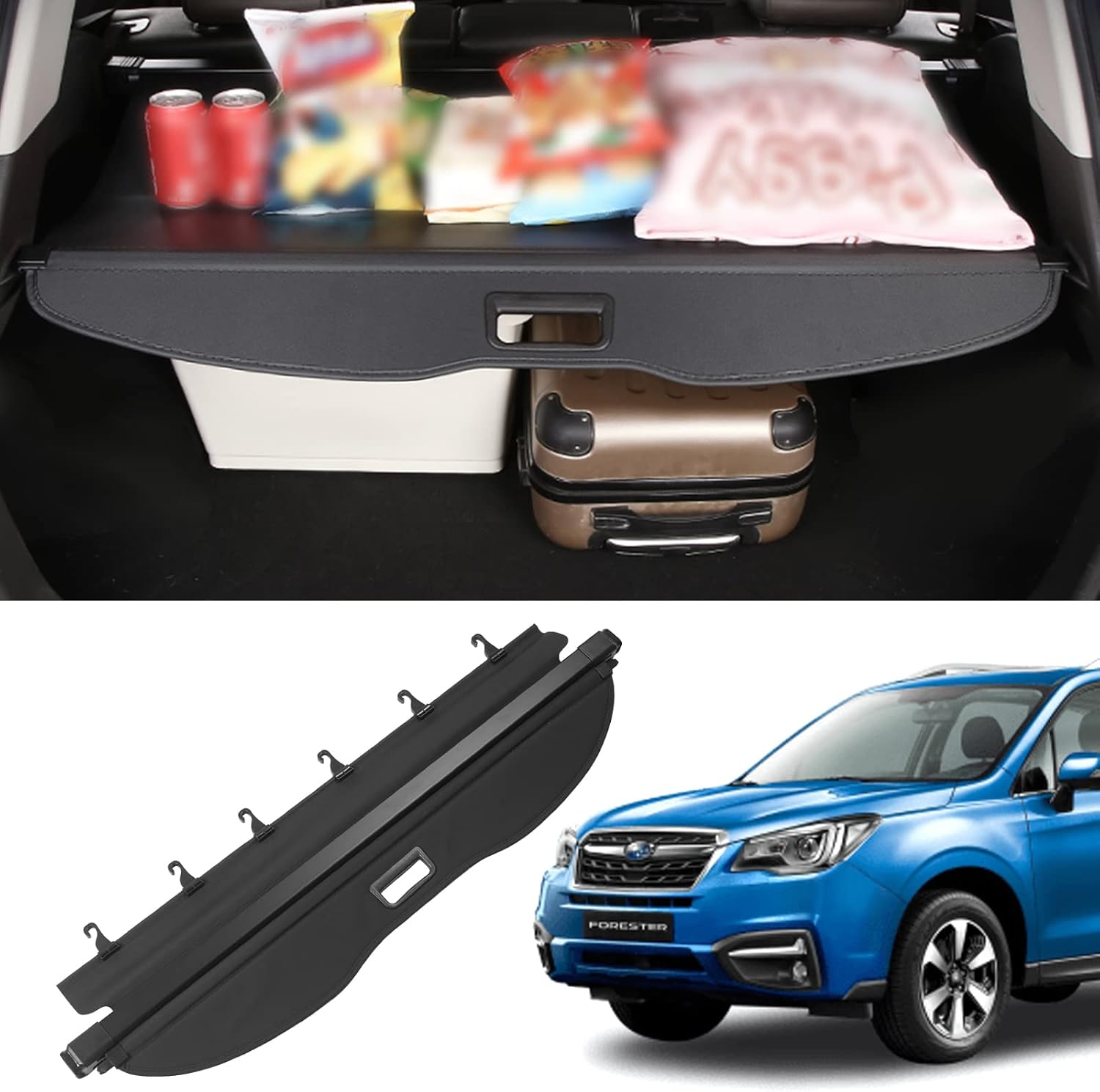 Fit For 2013-2018 Subaru Forester Cargo Cover Retractable Trunk Shielding Shade Black