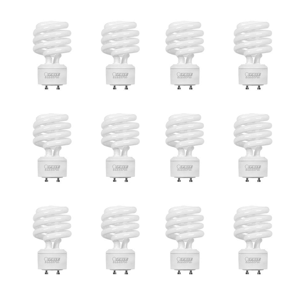 Feit Electric 100-Watt Equivalent T3 Spiral Non-Dimmable GU24 Base Compact Fluorescent CFL Light Bulb, Soft White 2700K (12-Pack