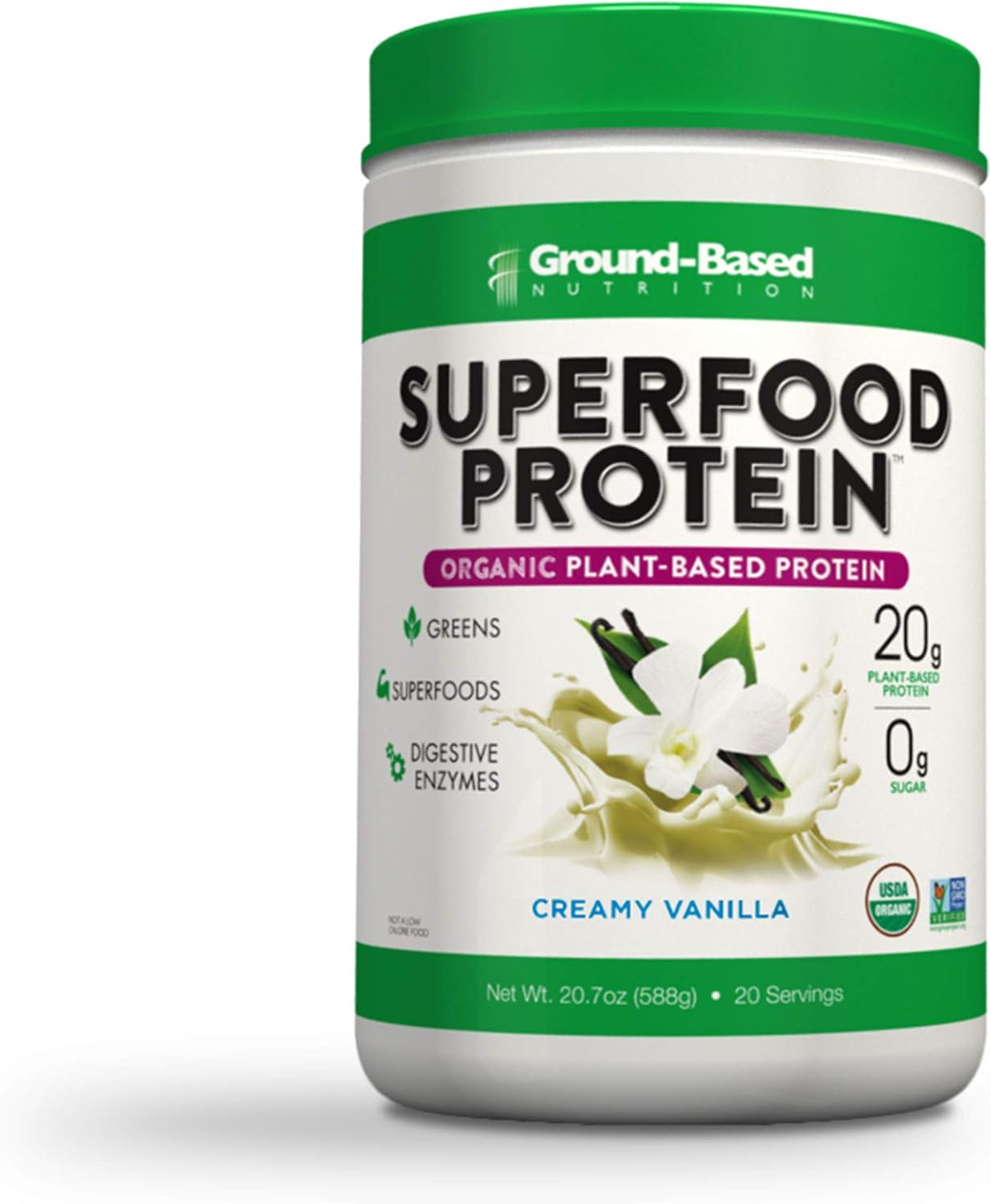 Superfood Protein, Plant-Based Protein Powder – Superfood + Greens for Immune Support – Lean, Organic, Vegan, Keto, Paleo, Lactose-Free, No Sugar, Low Calorie Protein Powder, Non-GMO, Gluten Free (20 Servings, Creamy Vanilla) Pack of 2