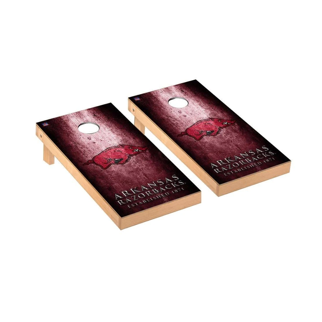 Arkansas Razorbacks 2& x 4& Metal Museum Cornhole Board Set