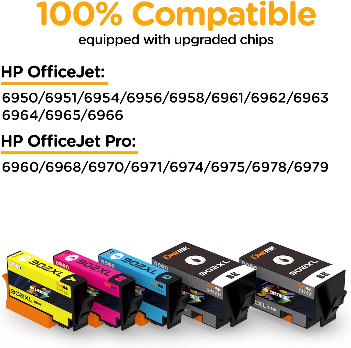ONEINK Compatible HP 902XL Ink Cartridges Combo Pack for HP 902 XL to use with OfficeJet Pro 6978 6968 6970 OfficeJet 6962 6958 6954 6951 Printers (2BK/1C/1M/1Y, 5Packs) Pack of 2