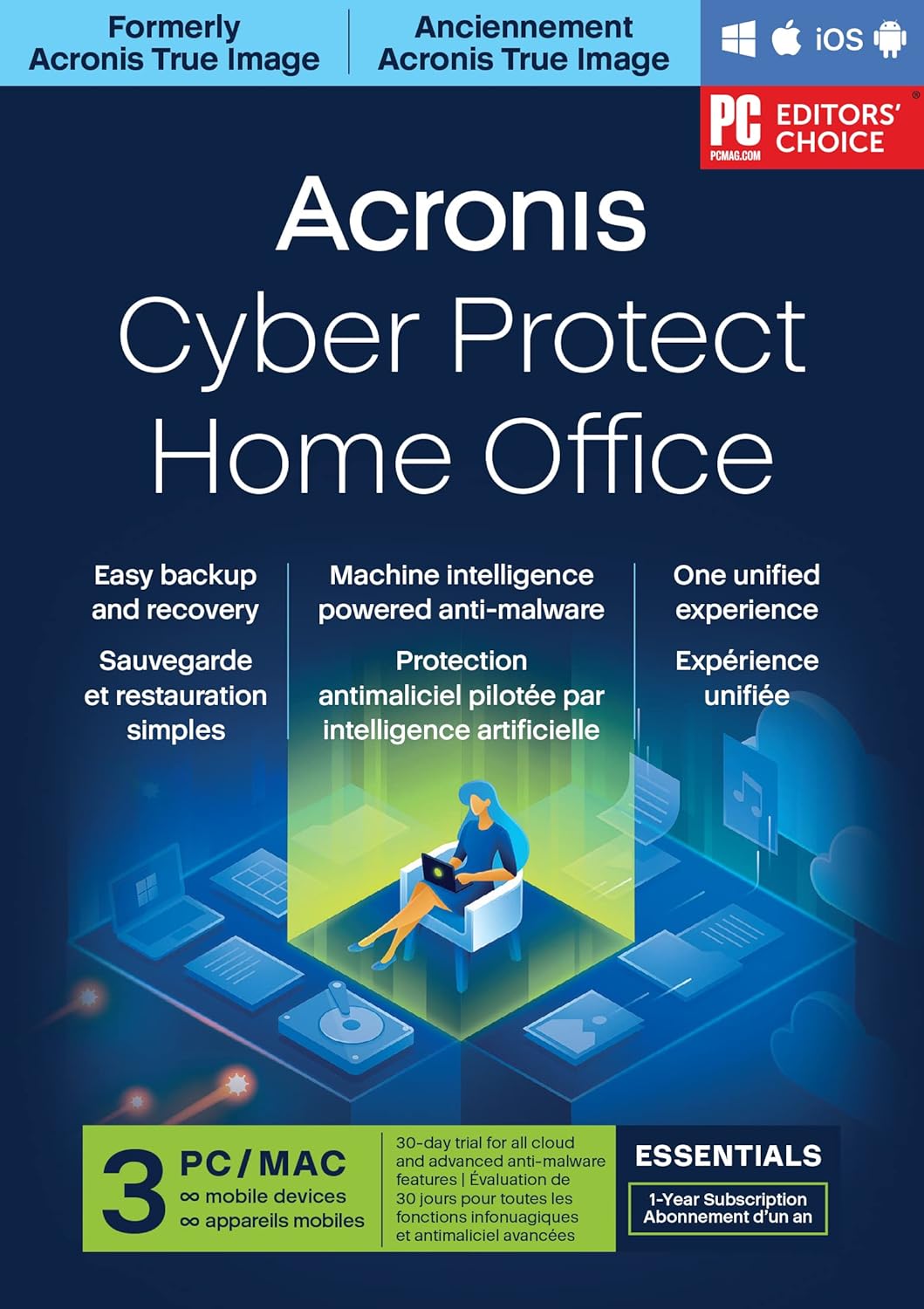 Acronis Cyber Protect Home Office Essentials Subscription 3 Computers - 1 year subscription ESD [PC/Mac Online Code]