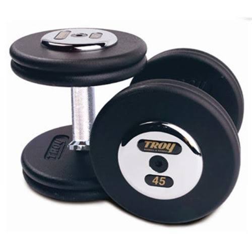 Troy Barbell Pfd-045c Black Troy Pro-Style Cast Dumbbells - Chrome endplates - 45 lbs. - Sold As Pairs