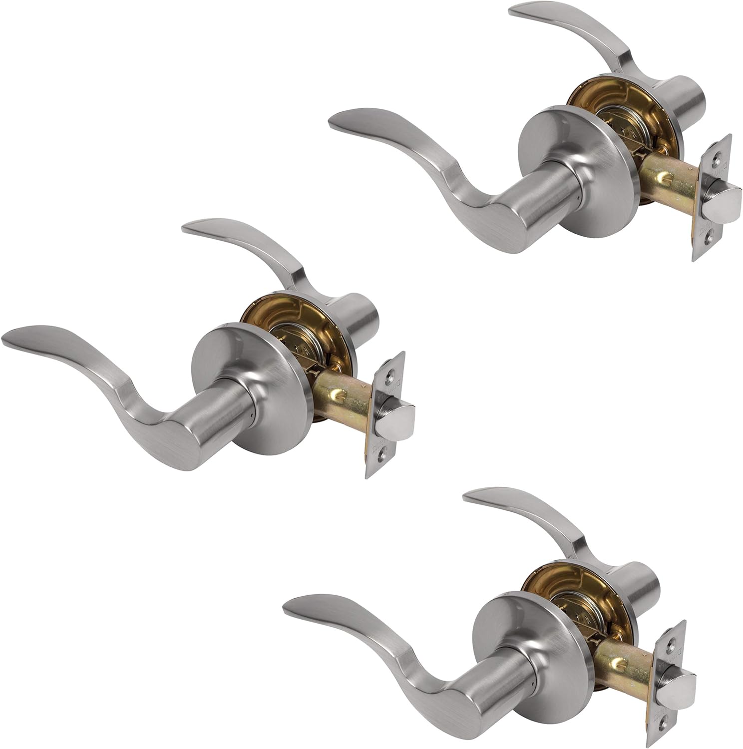 Dynasty Hardware MON-82-US15 Monterey Lever Passage Set, Satin Nickel, Contractor Pack (3 Pack)