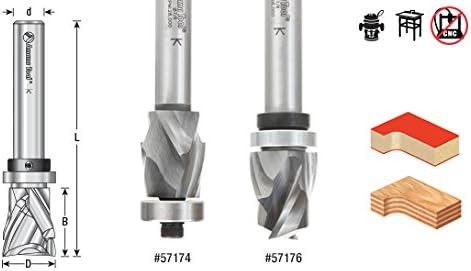 Amana Tool - 57176 Solid Carbide Spiral Pattern/Plunge Compression 7/8 Dia x 1-9/64 x 1/2 Pack of 2