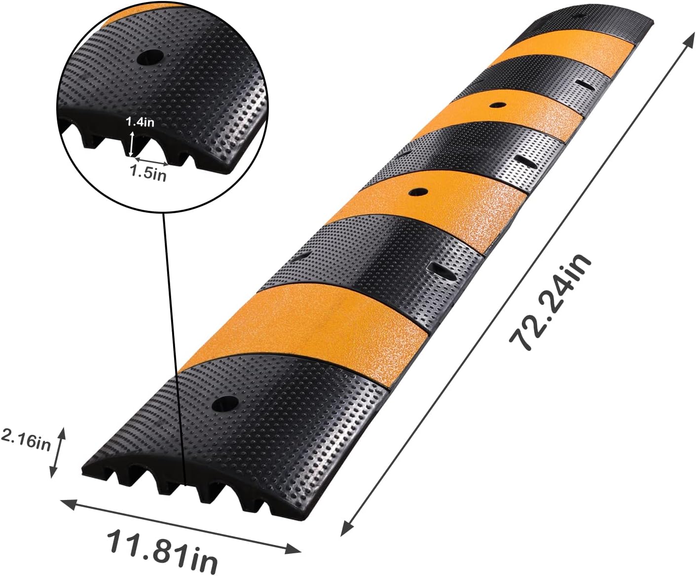 6 Feet Rubber Cable Protector Ramp 2 Channel Heavy Duty Cable Wire Cord Cover Black Yellow Hose Cable Ramp 2 Pack