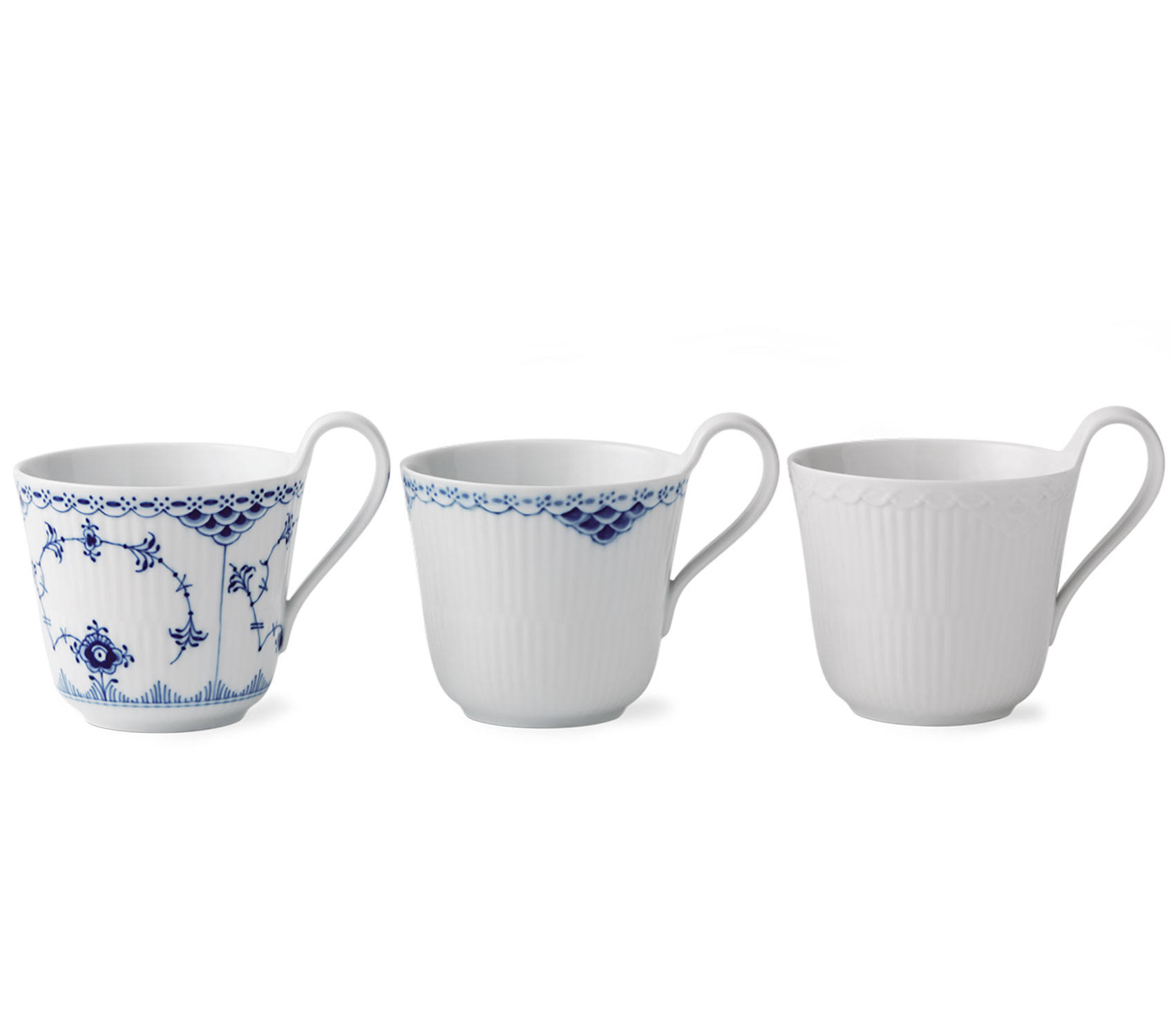 Royal Copenhagen Set of 3 Gifts with History Laced Mugs
