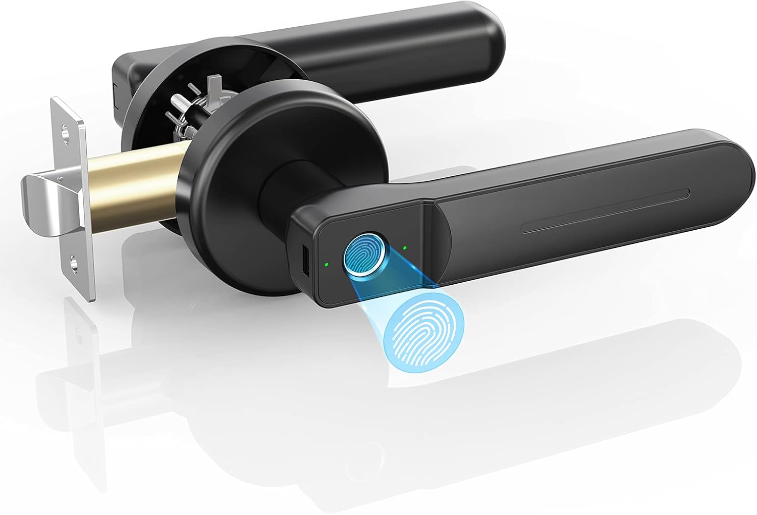 Keyless Entry Fingerprint Door Lock, Biometric Smart Deadbolt Lock, Security Handle Lock for Home, Apartment, Office and Bedroom, Black Pack of 2