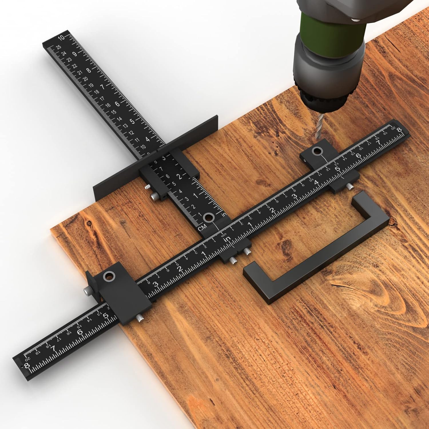 homdiy Cabinet Jig Aluminum Alloy Cabinet Hardware Jig - Adjustable Cabinet Hardware Template Professional Drill Guide for Accurate Installation of Door and Cabient Knobs, Pulls and Handles Pack of 2