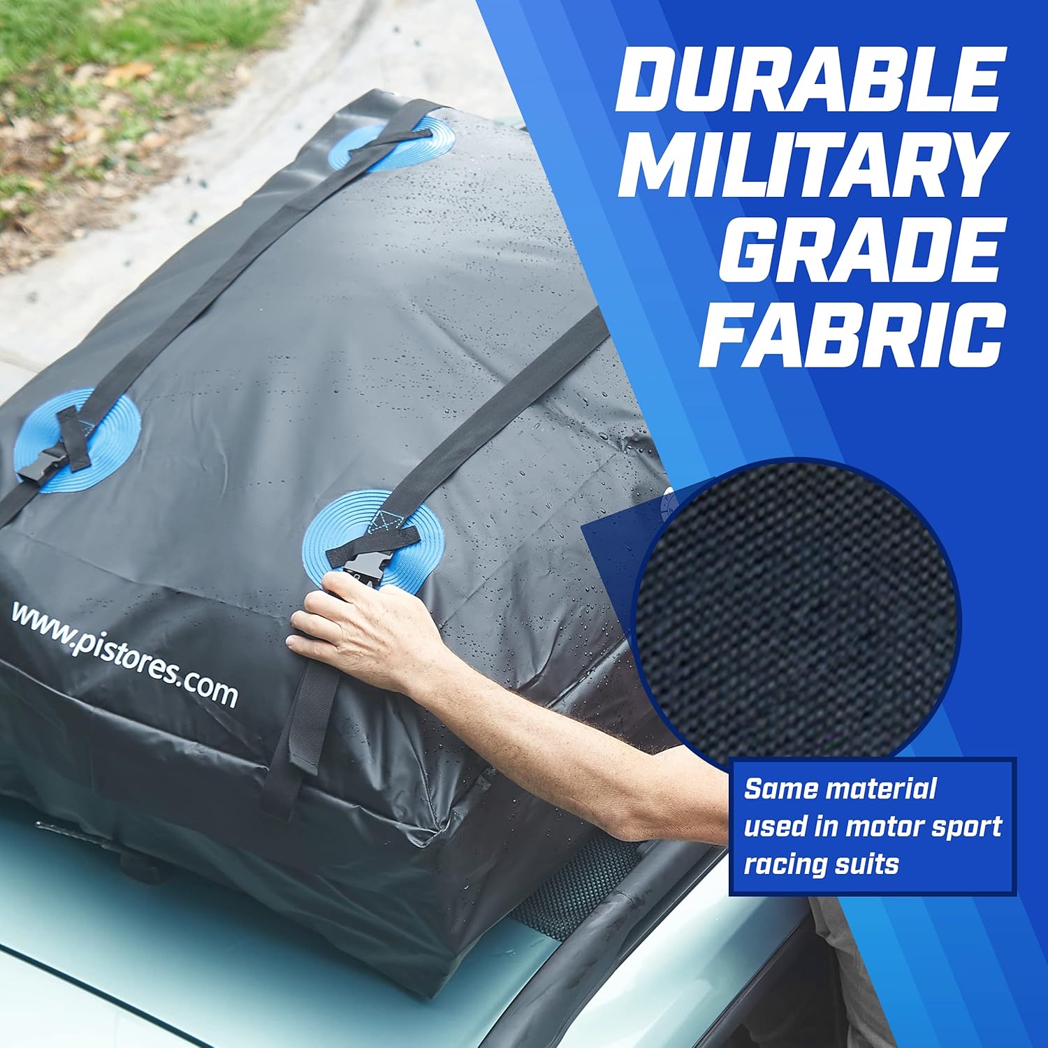 Rooftop Cargo Carrier, PI Store Waterproof Car Roof Bag with Protective Mat, Extra 16 Cubic Foot Storage Carriers for All Cars with / Without Roof Racks