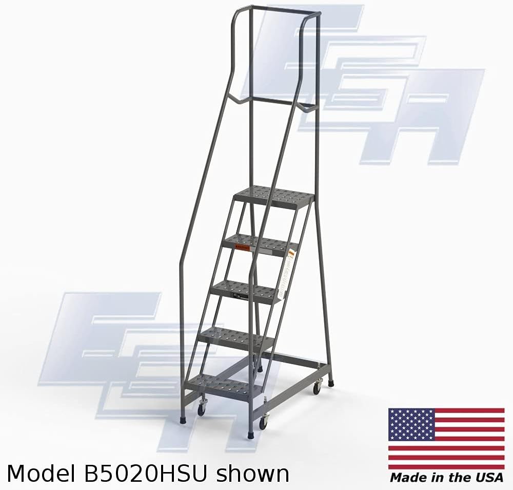 Assembled 5 Step Steel Industrial Rolling Ladder, by EGA Products, CA-MB5020HSU, 16