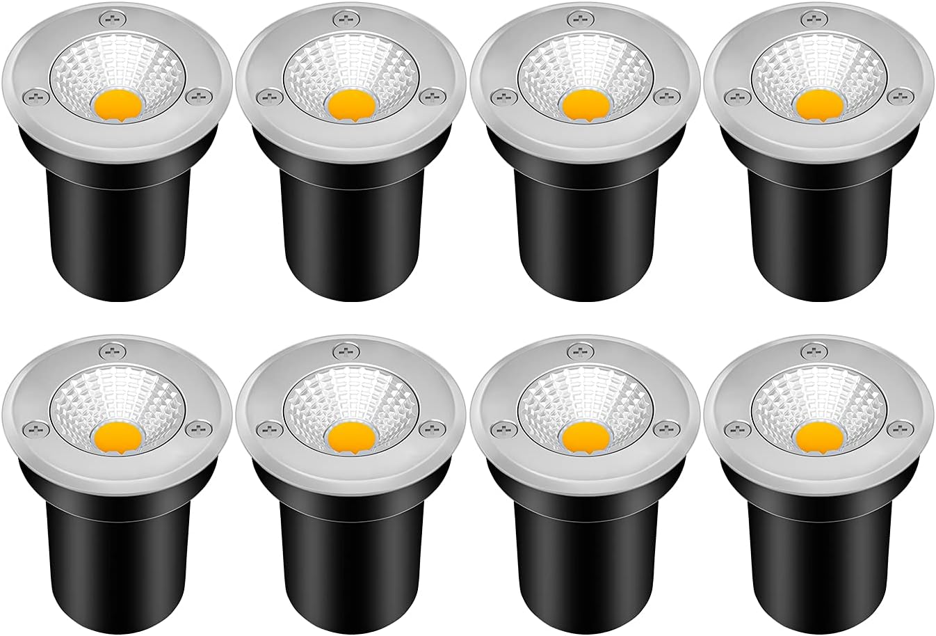 Low Voltage Landscape Lights ZUCKEO LED Well Lights 3W 12V-24V in Ground Lights IP67 Waterproof Low Voltage Landscape Lighting Flood Driveway Deck Step Garden Lights Outdoor (8 Pack Warm White)