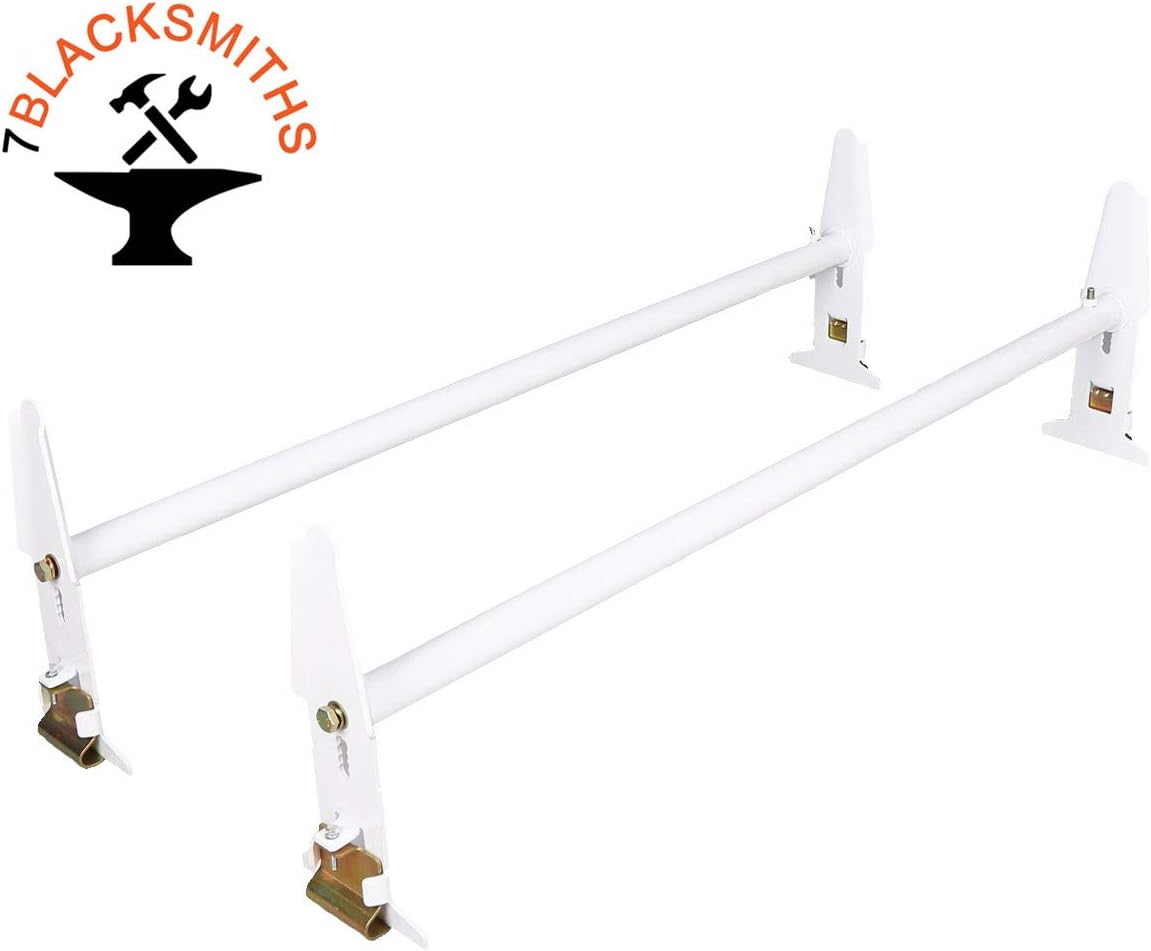 Adjustable Van Roof Ladder Rack Carrier 2 Cross Bars for Chevy Dodge Ford GMC Express 47''-77'' 500lbs Pack of 2