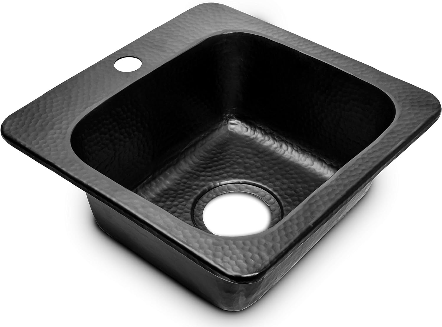 Monarch Abode 19192 Matte Black Hand Hammered Baxter Single Bowl Kitchen Bar Prep Sink