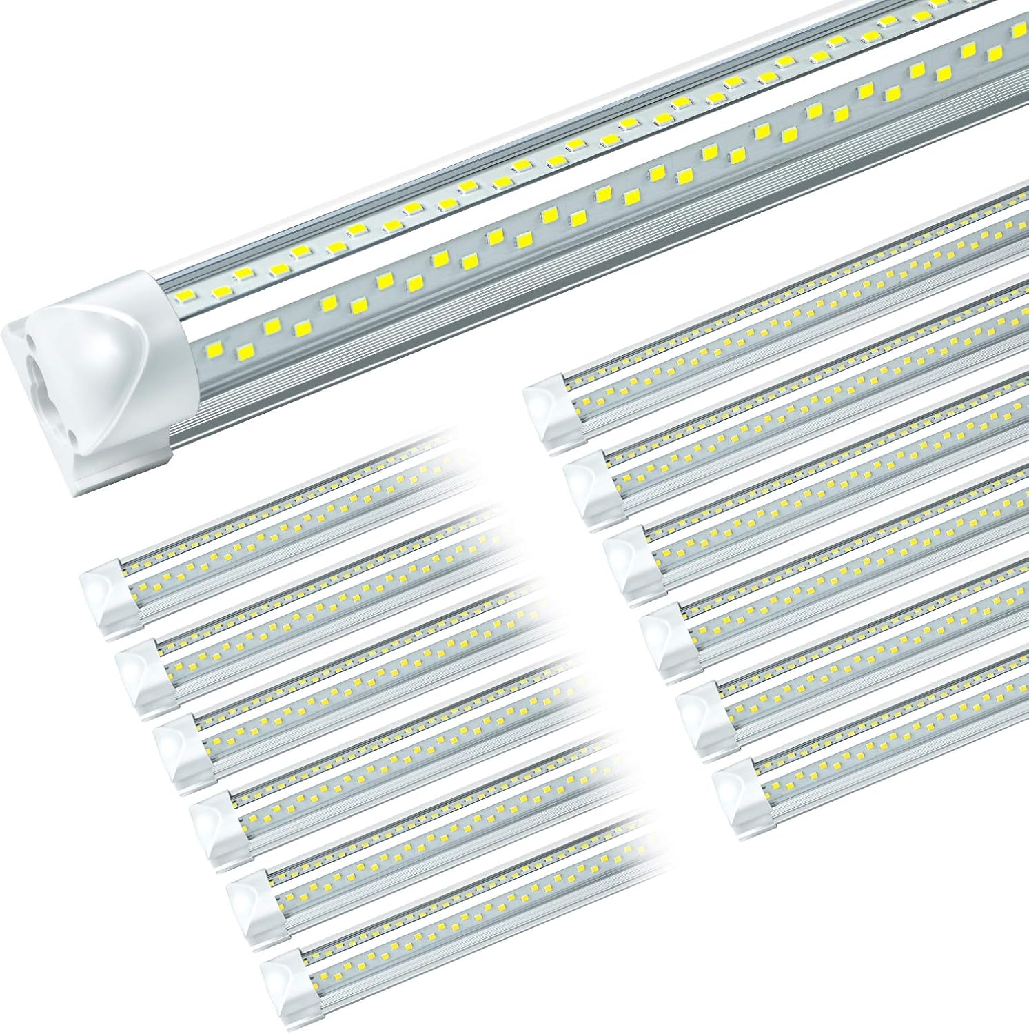 ONLYLUX 8ft LED Shop Light, 8' 95W 6000K (12 Pack), 8 Foot led Shop Lights Fixture for Garage Workshop, T8 LED Tube Lights, High Output, Linkable Shop Lights with Plug