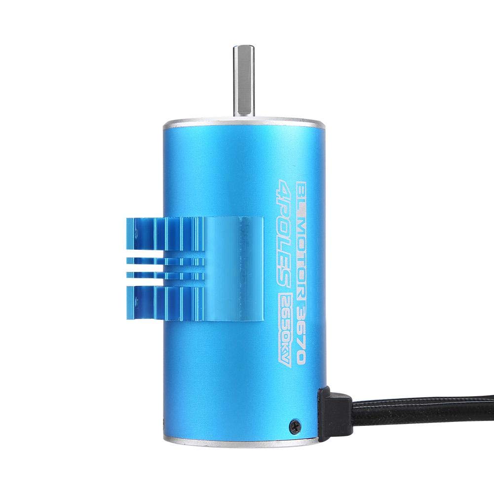 RC Car Motor with Heatsink, 4 Pole 12 Slot 3670 2650KV Waterproof Brushless Motor with Heatsink Accessory for 1/8 1/10 Scale RC Car