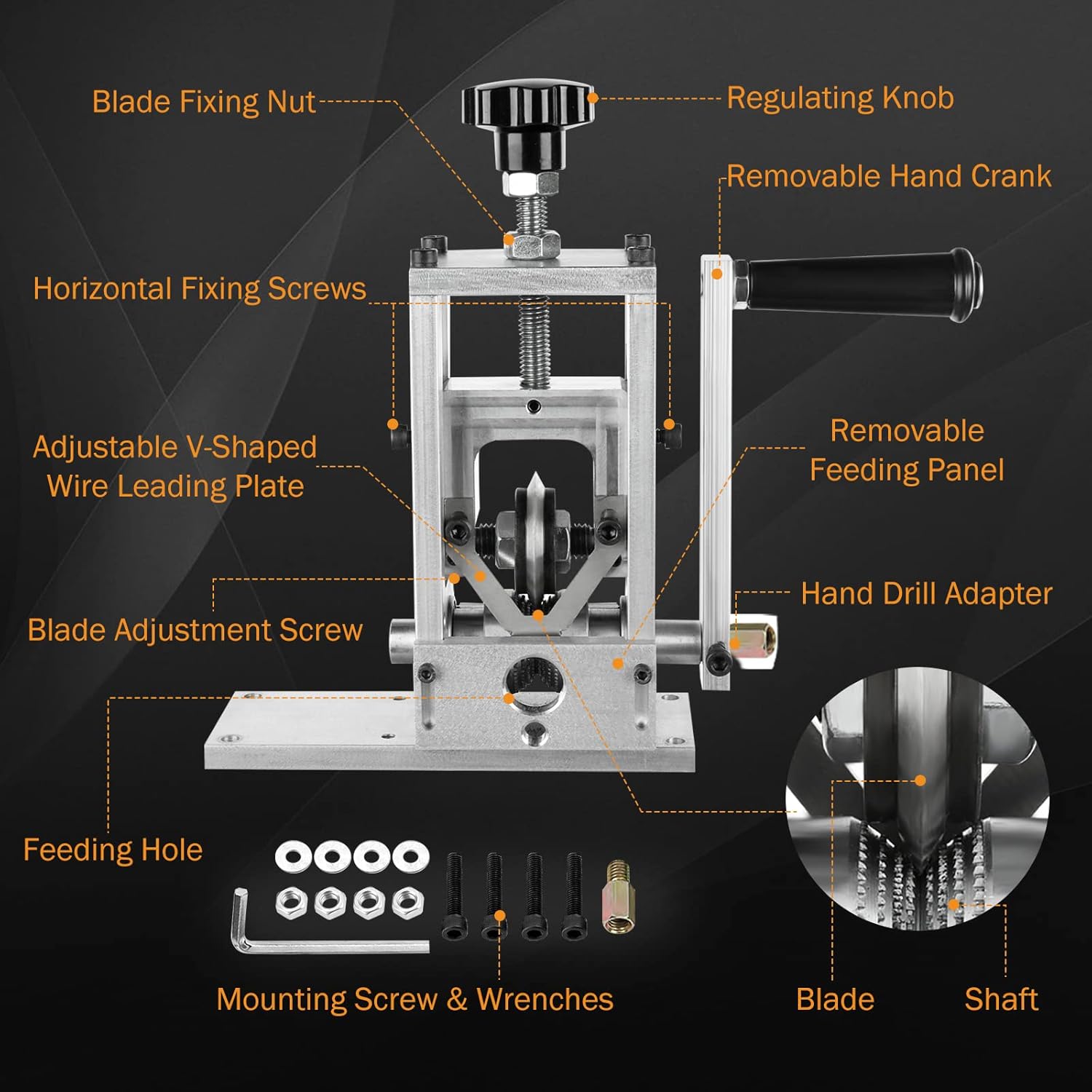 BEAMNOVA Upgraded Manual Wire Stripping Machine Hand Crank Stripper for Scrap Copper Stripping Diameter 2-25mm, Flexible Wire Within 2mm