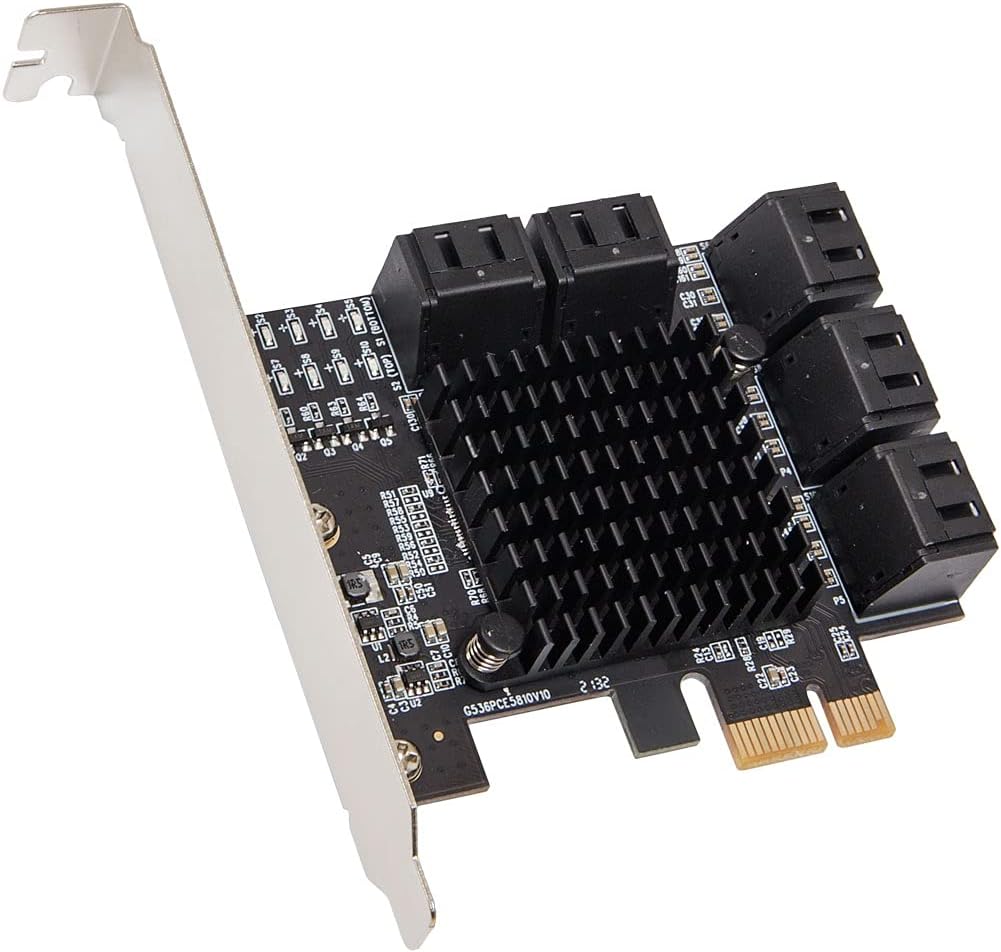 IO CREST 6 Port SATA III to PCIe 3.0 x1 Non-RAID Expansion Card JMB575 JMB582 Low Profile Bracket (SY-PEX40166) Pack of 2