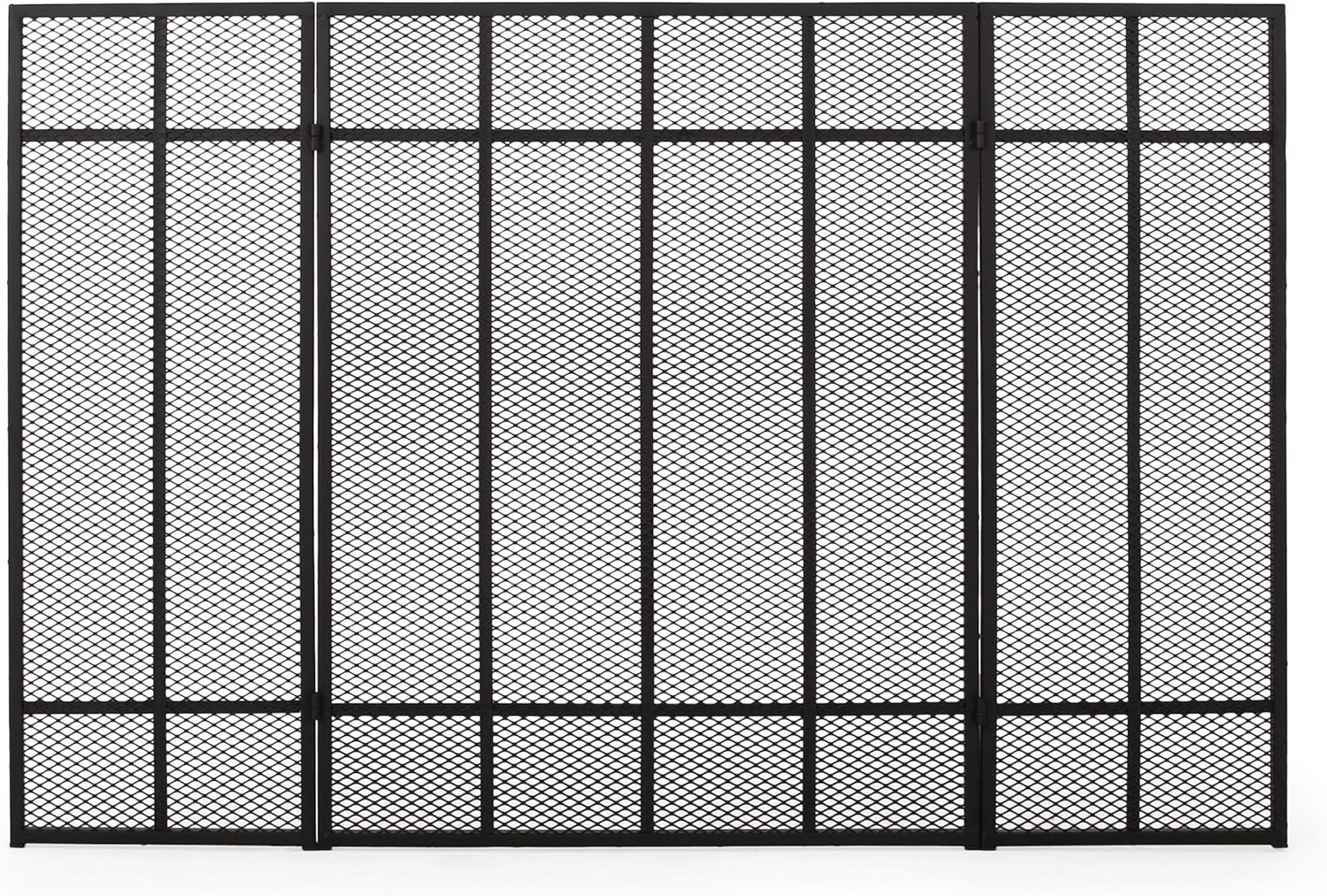 Christopher Knight Home Modesty Iron Fireplace Screen, Matte Black Pack of 2