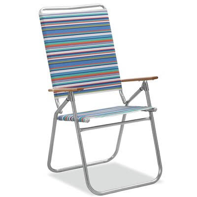 Easy in and Out High Boy Reclining/Folding Beach Chair Telescope Casual Atlantic Blue Stripe