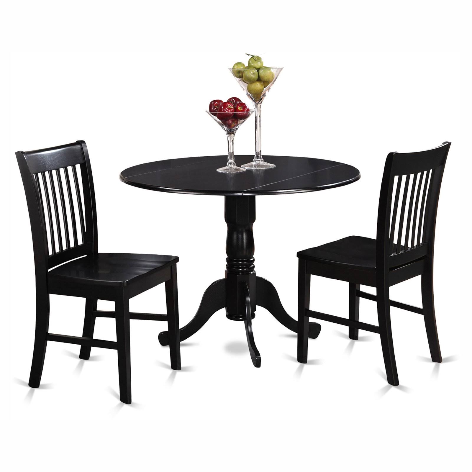 East West Furniture Black Kitchen Table Plus 2 Dinette Chairs 3-Piece Dining Set