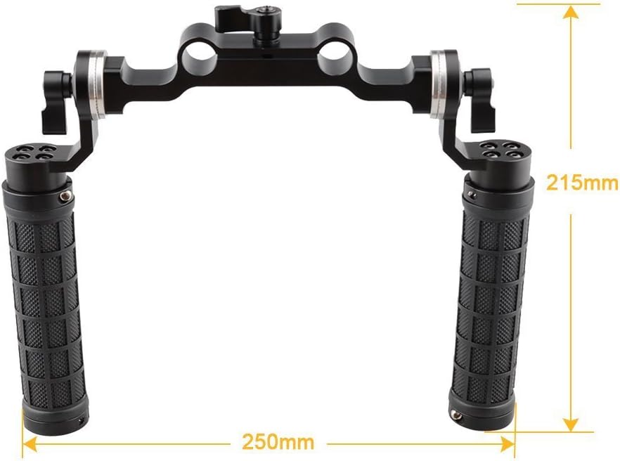 CAMVATE 15mm Rod & Soft Rubber Grip Shoulder Mount Rig with Rosette Standard Accessory for DSLR(Black,M6 Thread,31.8 mm) Pack of 2