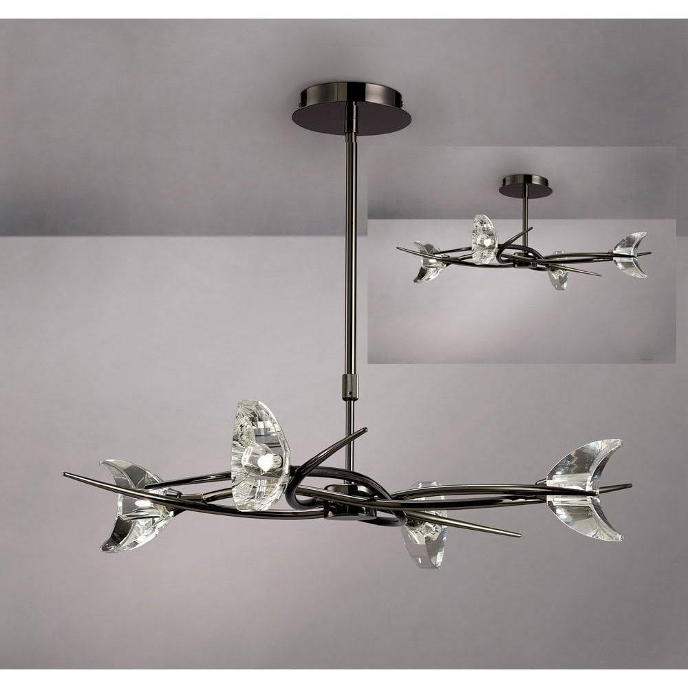 Mantra Eclipse Telescopic Semi Flush Convertible 4 Light G9, Black Chr