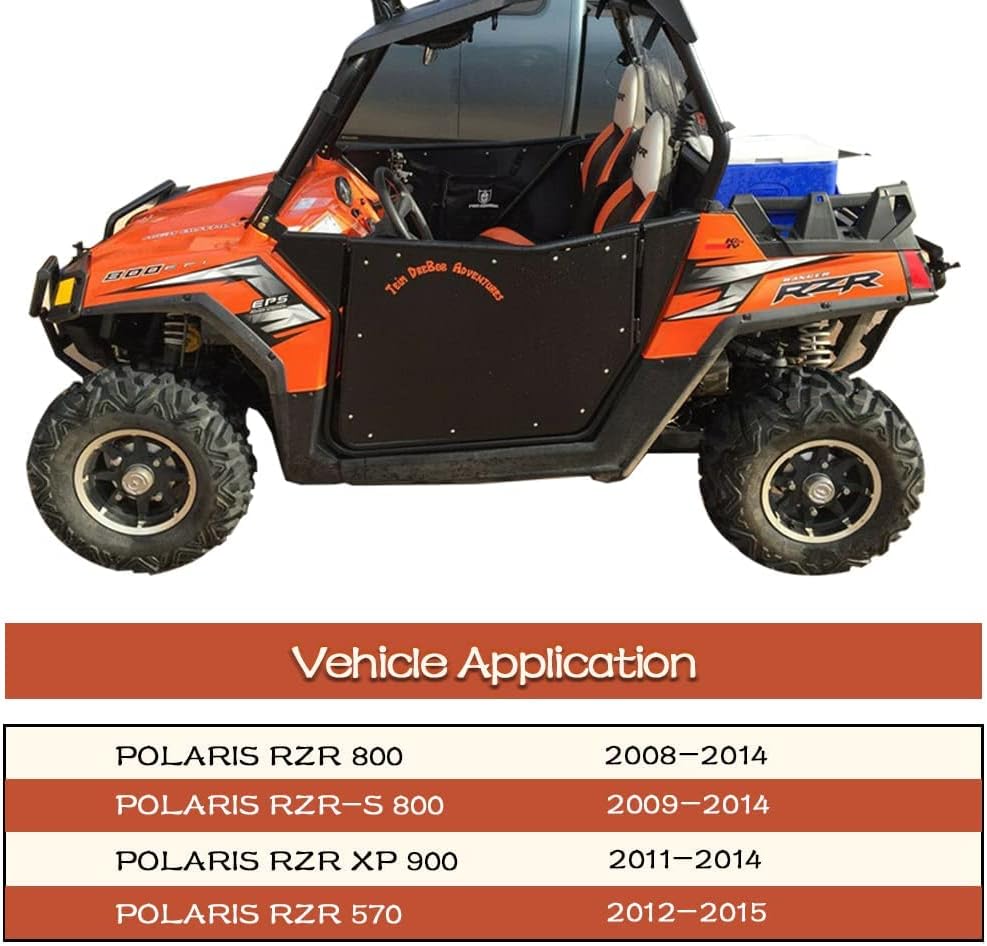 UTV Doors Compatible with 2008-2014 Polaris RZR 800, 2009-2014 Polaris RZR-S 800, 2011-2014 Polaris RZR XP 900, 2012-2015 Polaris RZR 570 2-Door Model, Heavy Duty Automotive Style Latch, 2 Pack