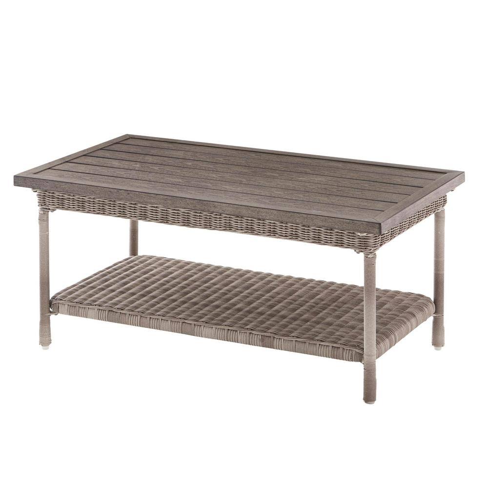 Hampton Bay Beacon Park Gray Wicker Outdoor Patio Coffee Table
