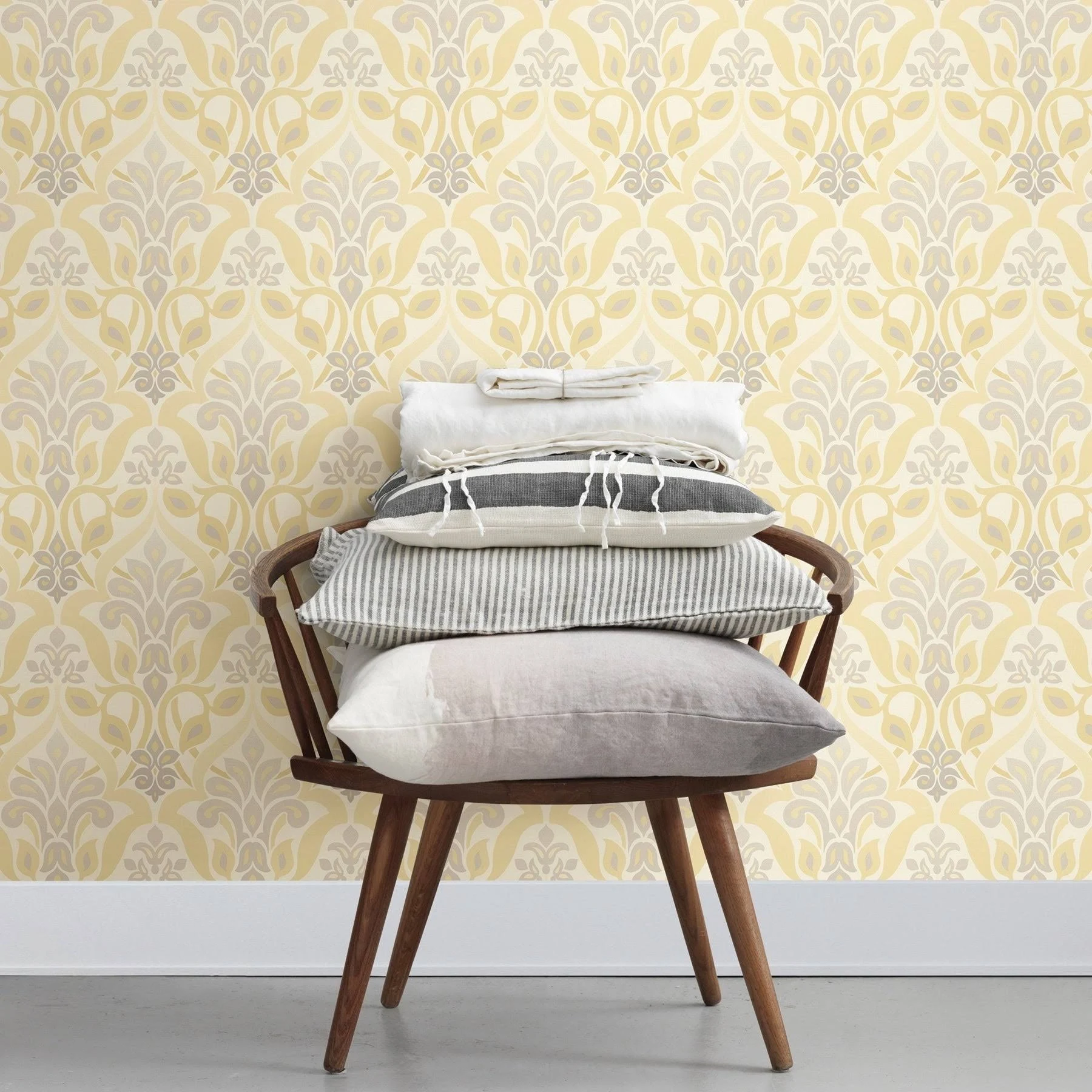 Beacon House Fusion Yellow Ombre Damask Wallpaper