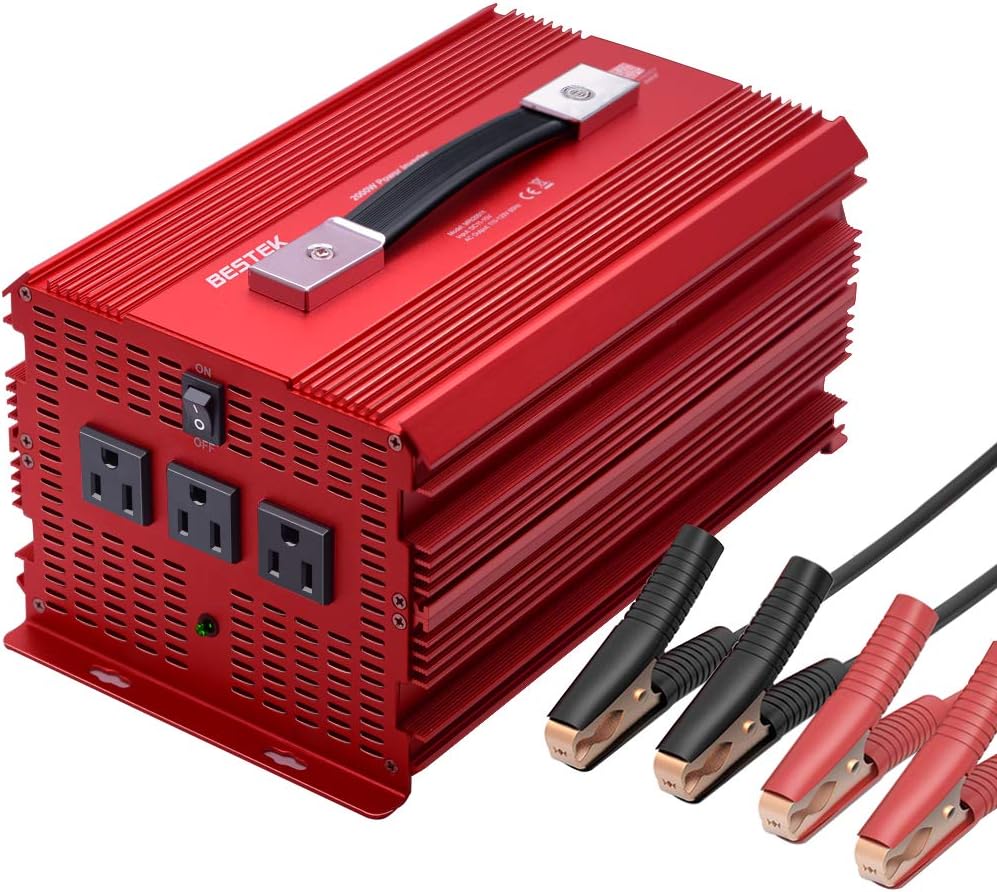BESTEK 2000W Power Inverter 3 AC Outlets DC 12V to 110V AC Car Power Converter for Camping Outdoor Power Supply ETL Listed