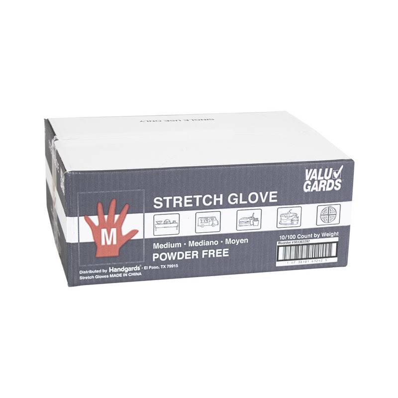 (price/case)valugards 303363292 Glove Stretch Poly Medium 10-100 Each