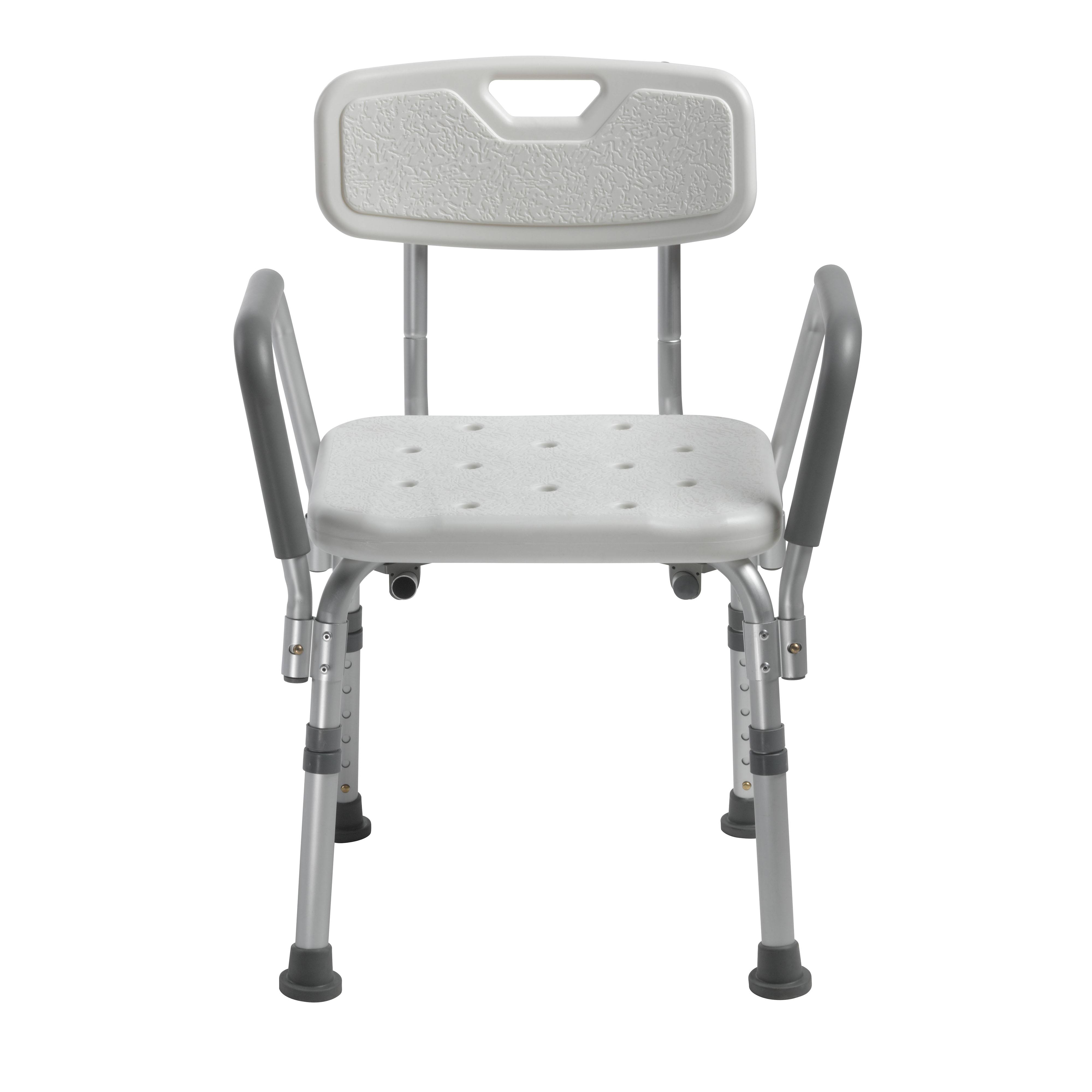 Drive Medical Knock Down Bath Bench with Back and Padded Arms, White