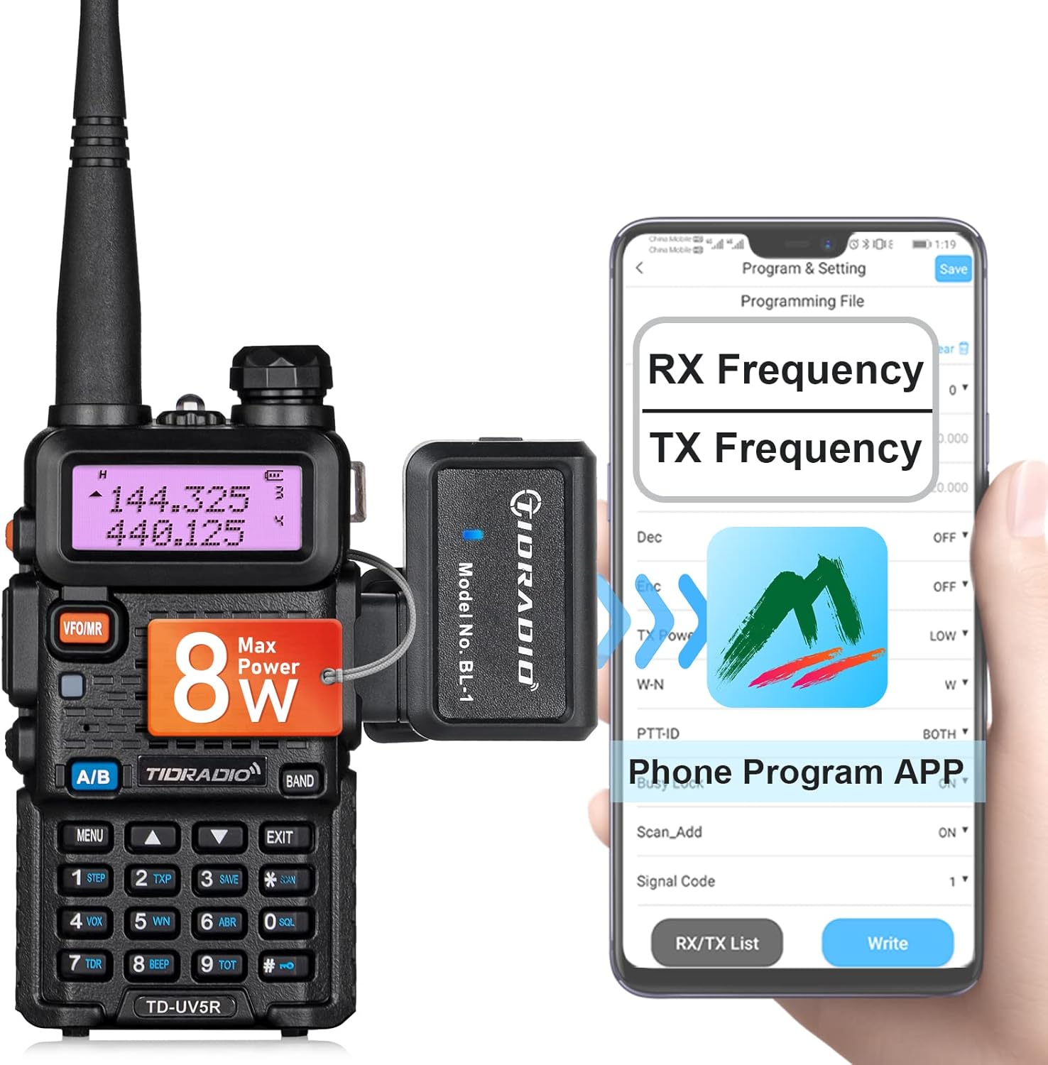 TIDRADIO Ham Radio Wireless Programmer Adapter Phone APP Programming for Baofeng uv-5r No Driver Issues Adapt to Multiple Models 2 Way Radio uv-5r Series Instead of Program Cable 1 Pack&hellip;