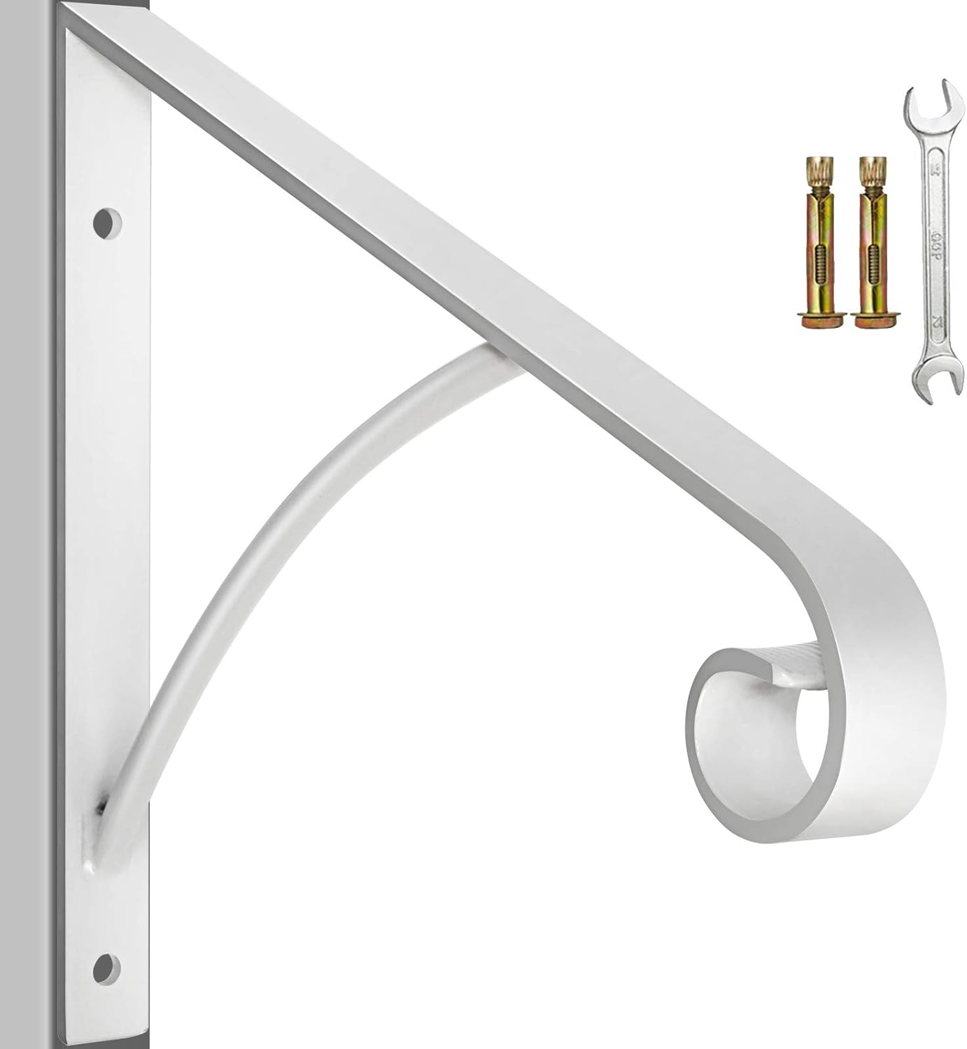 Handrail Railings,Wall Mounted Handrails Wrought Iron Railing Fits 1 or 2 Stairs Rail for Steps Porch,Gray Pack of 2