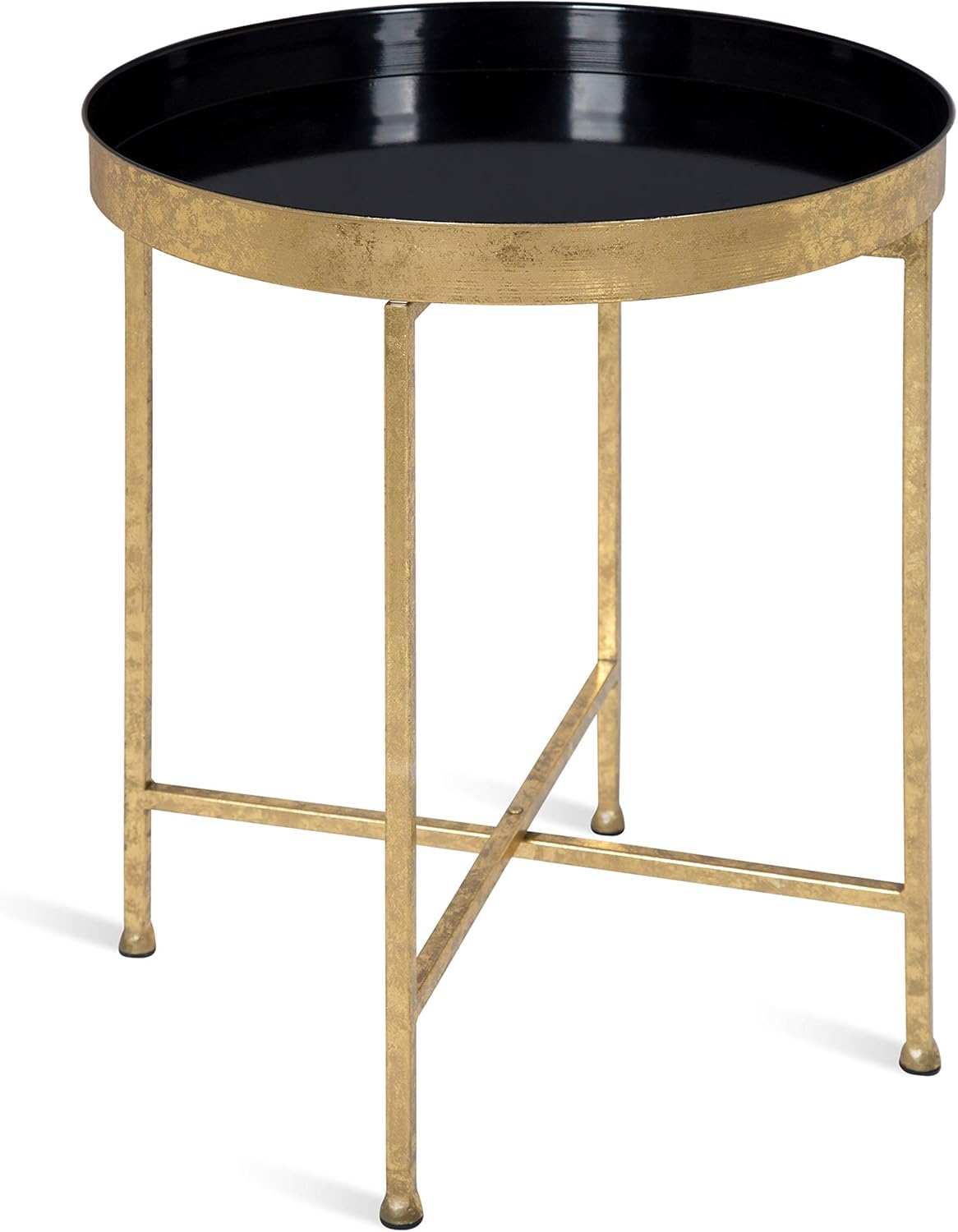 Kate and Laurel Celia Glam Round Side Table, 18.25 x 18.25 x 22, Pink and Gold, Modern Minimalist Accent Table for Storage and Display