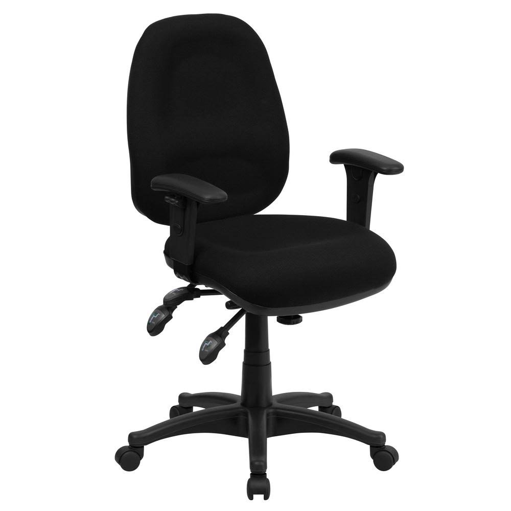 Flash Furniture Mid-Back Multi-Functional Fabric Swivel Computer Chairs, Black
