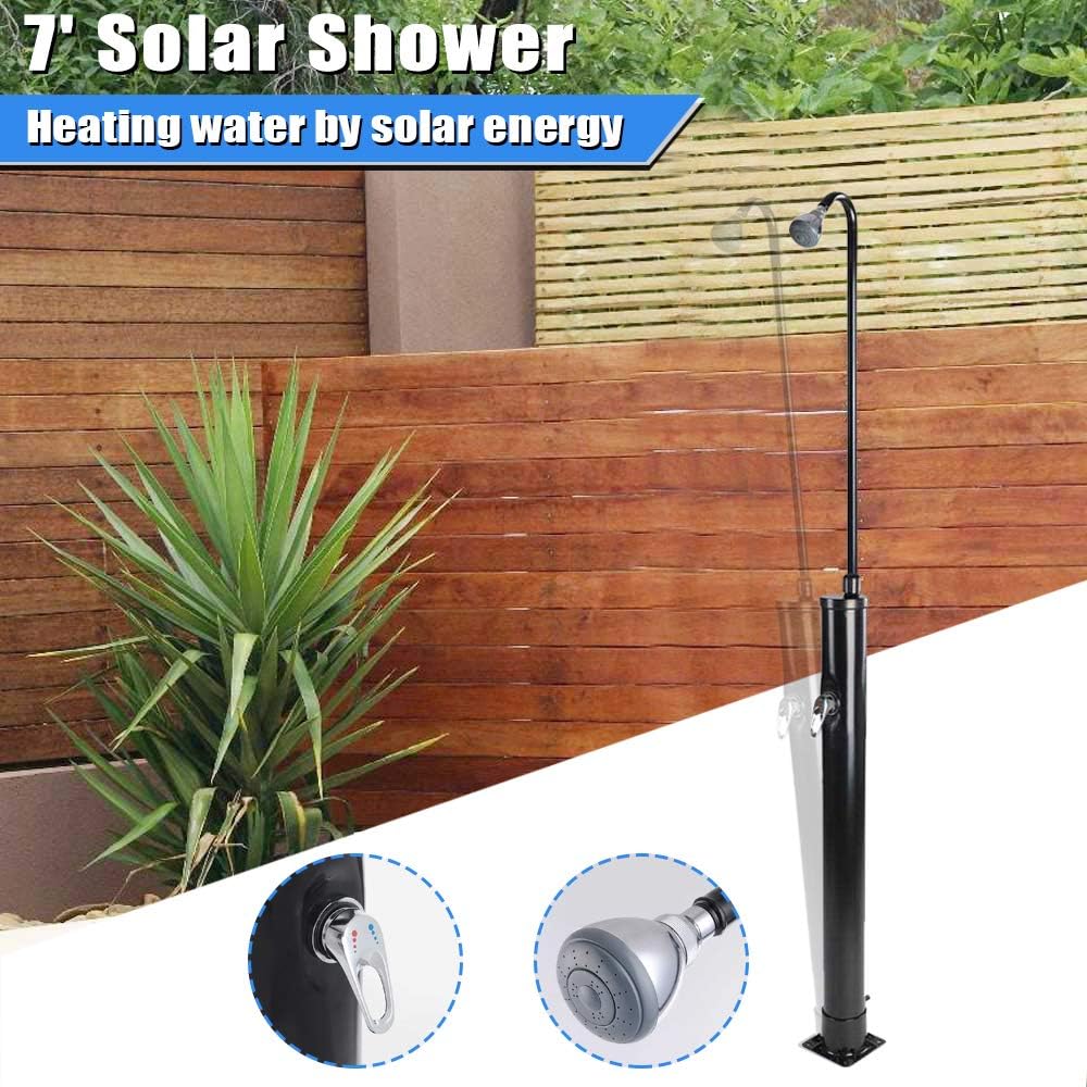 Yescom 7 FT Pool Spa Solar Base Shower Outdoor Backyard Poolside Beach with Sprinkler