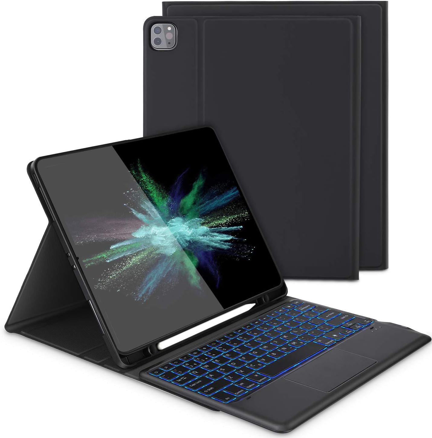Backlit Keyboard Case with Touchpad for iPad pro 12.9 2020/2018, Bluetooth Detachable Keyboard for iPad pro 12.9 4th Generation / 3rd Generation US Layout with Protective Case, Black