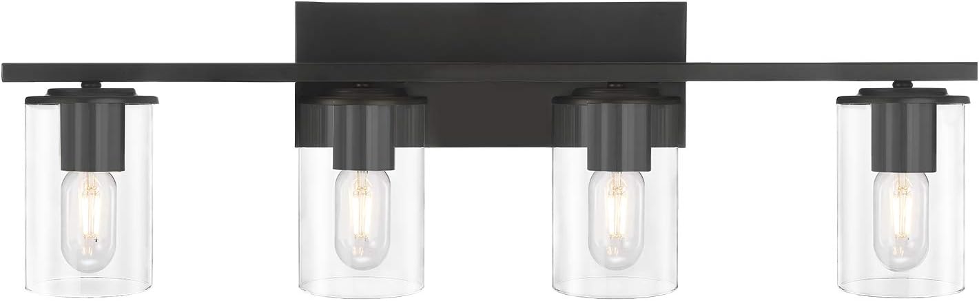 HUESLITE 3-Light Bathroom Vanity Light, Black Modern Metal Wall Light Fixture for Bathroom Lighting (Black,3-Light)