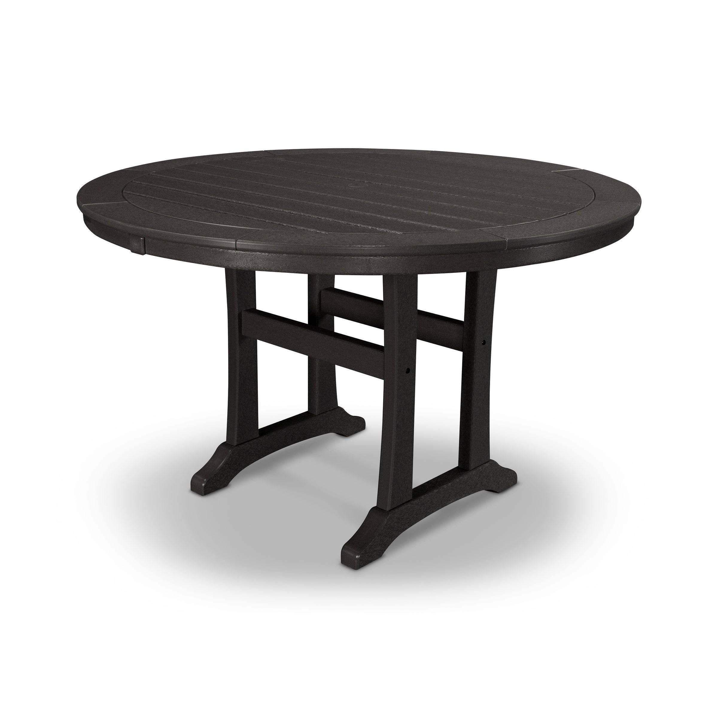 POLYWOOD Nautical Trestle 48x22 Round Dining Table - Black