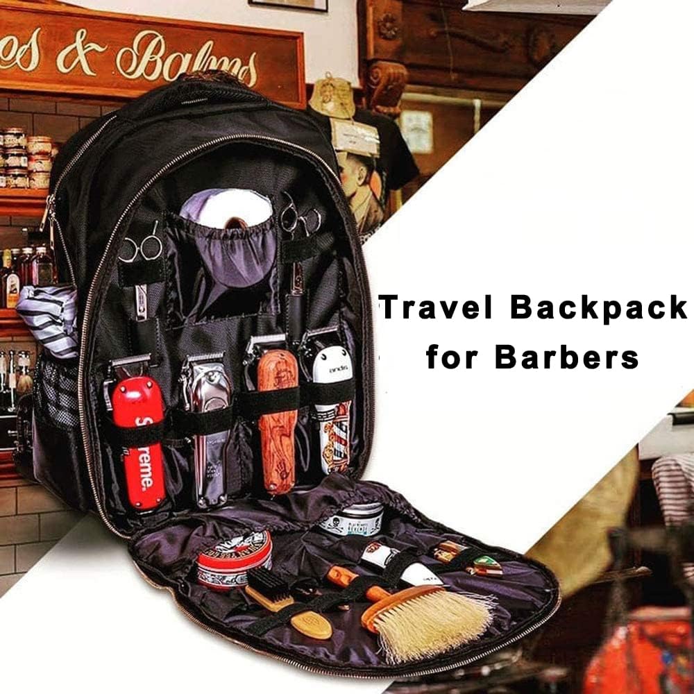 Large Backpack Bag Organizer for Barbers Clippers and Supplies Portable Hairstylist Clipper Backpack Travel Barber Shop Tools Bag 3 in 1 (BLACK)
